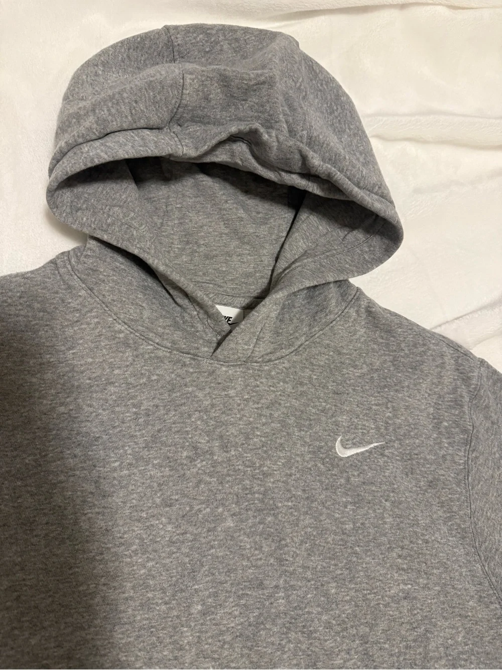 Nike Heather Gray Hoodie with White Swoosh